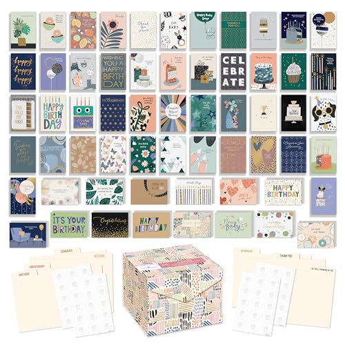 All-Occasion Greeting Card Pack - Assorted Celebration Designs, 65 Count - Celebration Variations