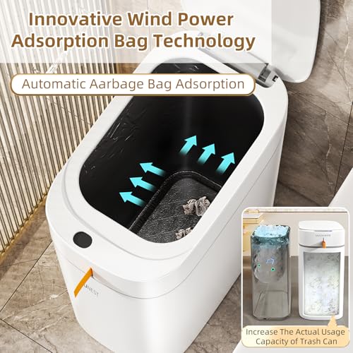 Rechargeable Motion Sensor Bathroom Trash Can with Lid - USB Model