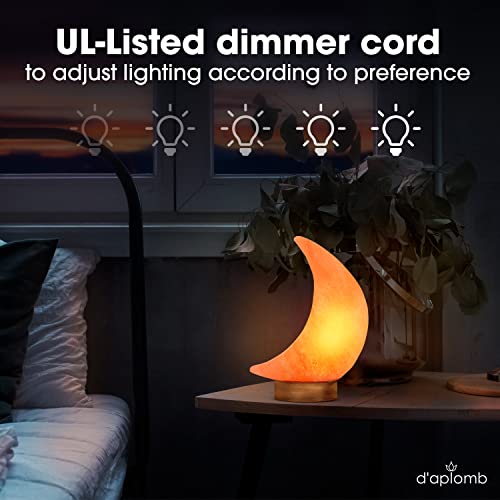 Himalayan Salt Lamp Moon Pink Hand Carved Natural Night Light - d'aplomb
