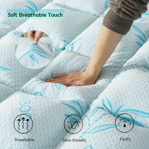 WhatsBedding Queen Mattress Topper 5 Inch Breathable Bamboo Viscose Memory Foam
