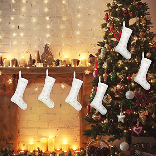6 Pack Christmas Burlap Stockings 18 Inch White Gold Holiday Decor