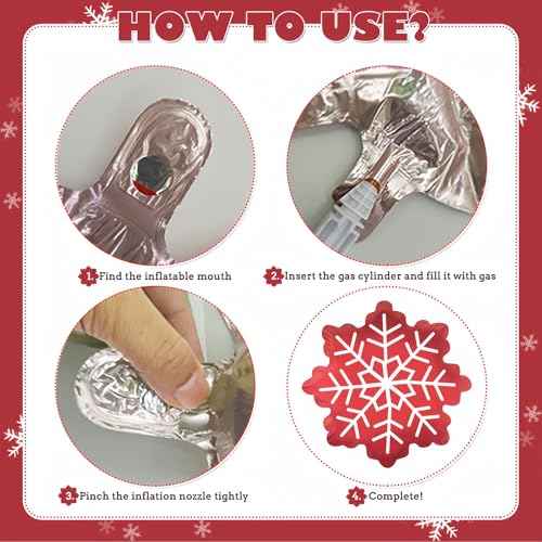 BELSITA 3pcs Christmas Balloons Snowflake Aluminum Foil Balloons Red Big Balloons Cute Cartoon Balloon Arch Kit for Christmas Party Supplies Accessories