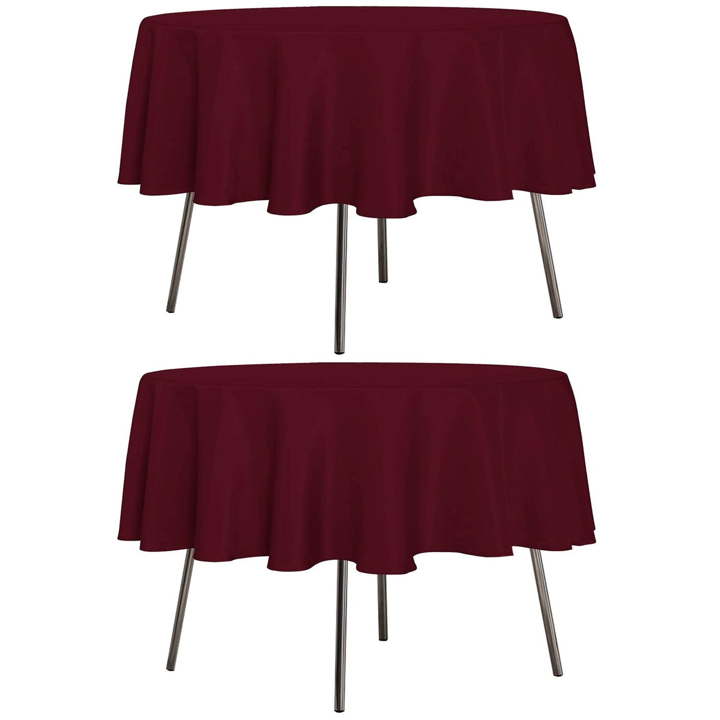 sancua 2 Pack Round Tablecloth 60 Inch Burgundy, Stain and Wrinkle Resistant Table Cloth - Washable Polyester Table Cover for Dining Tables, Buffet Parties and Camping