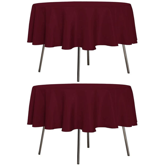 sancua 2 Pack Round Tablecloth 60 Inch Burgundy, Stain and Wrinkle Resistant Table Cloth - Washable Polyester Table Cover for Dining Tables, Buffet Parties and Camping