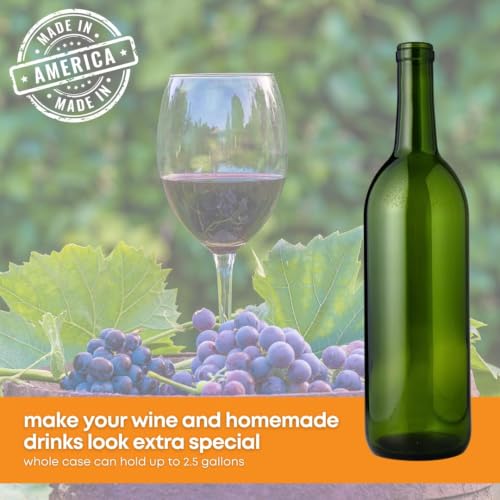 36 Pack Champagne Green Glass Wine Bottles 750ml with #8 Corks - W5 Style, Perfect for Home Winemaking