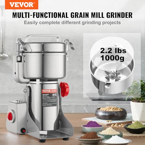 Electric Grain Mill Grinder 1000g - 3000W High-Speed Spice & Cereal Pulverizer