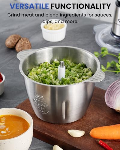 LINKChef 10-Cup Electric Food Processor & Meat Chopper - Bright Silver