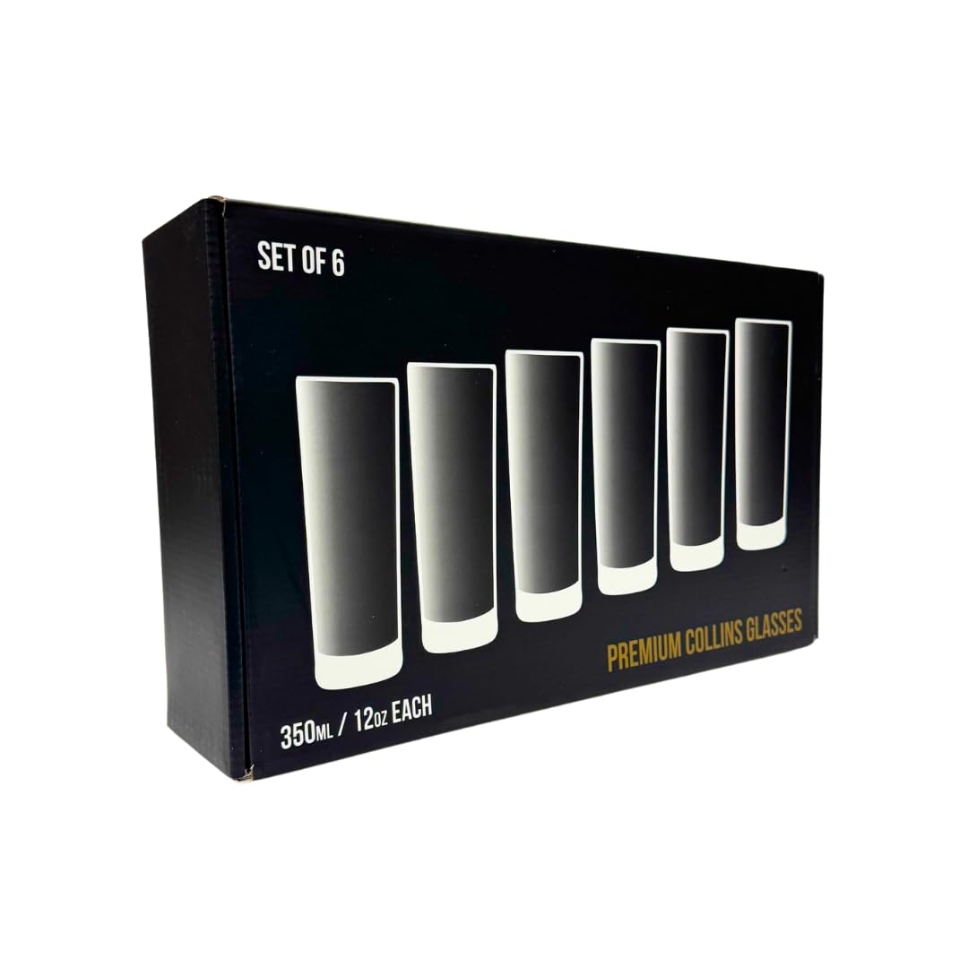 LEMONSODA Highball Glass Set | 12oz Set of 6 | Lead-Free Glass with Heavy Base | Dishwasher Safe Cocktail Glasses for Mojito Whiskey Iced Tea | Gift Box Included | Modern Durable Bar Glassware