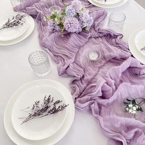 Cheesecloth Table Runner,Boho Gauze Decor for Wedding-Birthday-Deco