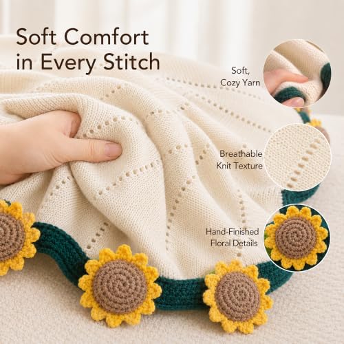 Sunflower Bloom Cozy Blanket Gift Set for Women - Encouragement & Self Care