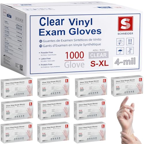 Large Vinyl Exam Disposable Gloves Latex-Free Clear 4 Mil - 1000 pcs