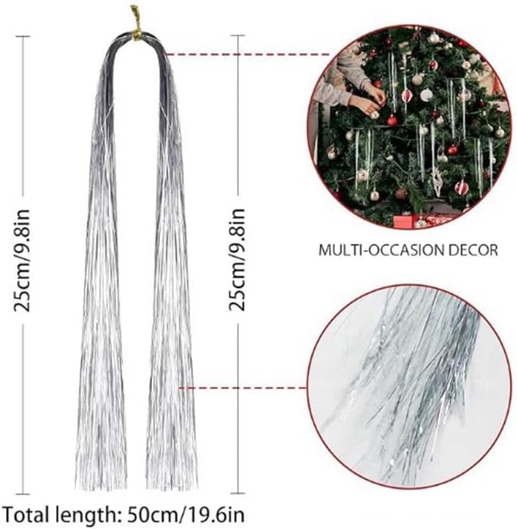 YYCRAFT Iridescent White Icicles Tinsel 3000 Strand Christmas Decor - Pack of 1