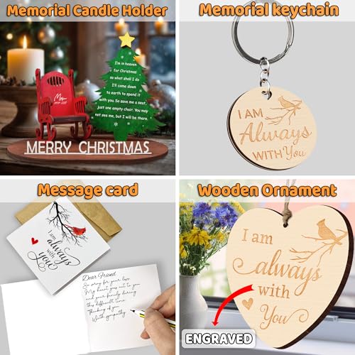 Memory Christmas in Heaven Wooden Candle Holder, Memorial Ornament, Bereavement Keychain, Sympathy Card Gift for Loss of Loved One, DIY Decoration Christmas in Heaven Rocking Chair Keepsake FF624