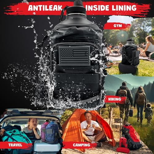LUNCHALOT 128 Oz Black Stainless Steel Insulated Water Bottle - Gallon Jug