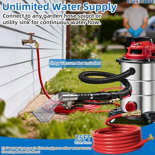 All-Size Shop Vac Hose Kit with Spray Nozzle & 25-Foot Water Hose - 3.8" Variation