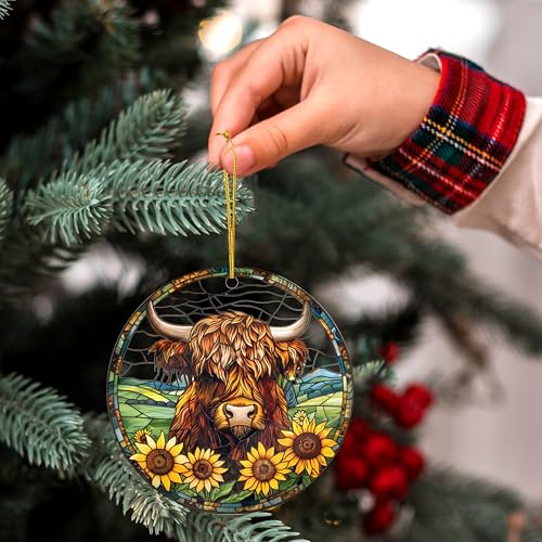 Highland Cow Decor Gifts Stocking Stuffers Highland Cow Ornament Christmas Tree Decorations Ornaments for Living Room Bathroom Decor Bedroom Field Birthday