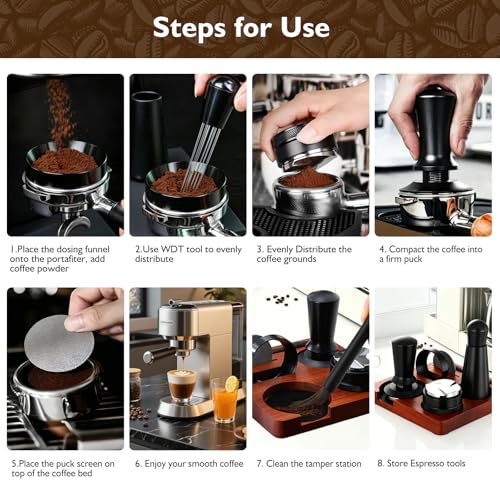 54mm Espresso Accessories Kit - 7-Piece Coffee Tool Set with Tamping Station