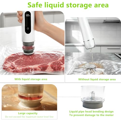 Handheld Food Vacuum Sealer with 30 Reusable Bags - Compact, Cordless, Rechargeable