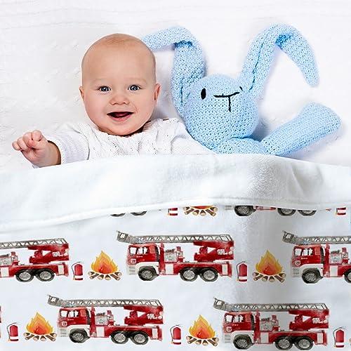 Fire Truck Fireman Baby Blanket Gifts Super Soft Swaddle Newborn Cozy Baby Receiving Blanket Stroller Throw Blanket for Crib 40x30 in forBaby/Puppy