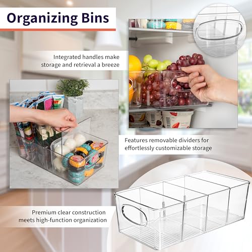 ClearSpace Pantry Organizers with Removable Dividers - 8 Pack, 10.5"L x 6"W x 3.5"H Kitchen Storage Bins