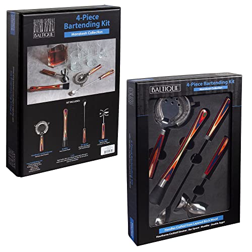 Totally Bamboo Baltique Marrakesh 4-Piece Bartender Kit with Wooden Accents