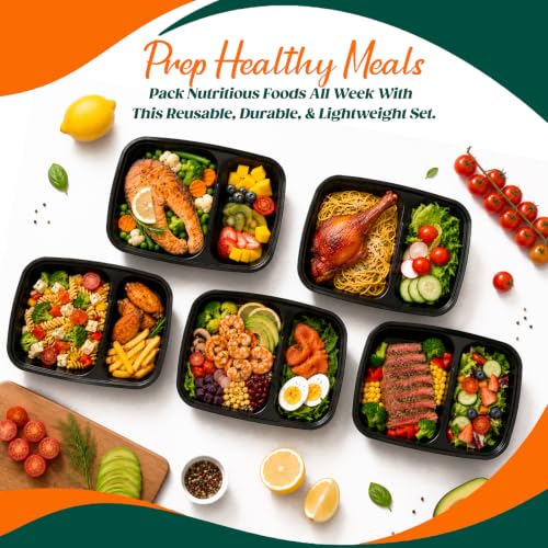100 Pack 32oz 2-Compartment Meal Prep Containers with Lids - Leakproof & Reusable - Variations of THIS listing