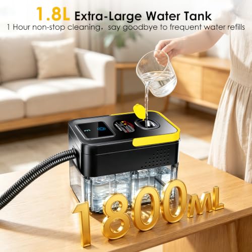 HUITINE Portable Handheld Steam Cleaner 1.9Qt Black & Yellow for Home Cleaning