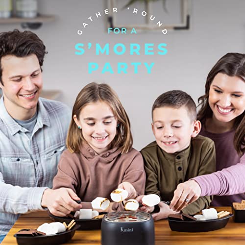 Kusini Indoor Flameless S'mores Maker with 4 Trays & Roasting Forks - Perfect for Movie & Date Nights