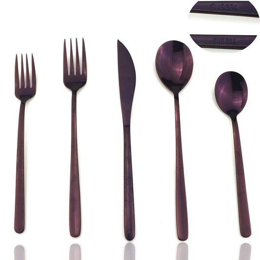 JASHII Mirror Polished Purple 30-Piece SUS304 Stainless Steel Flatware Set
