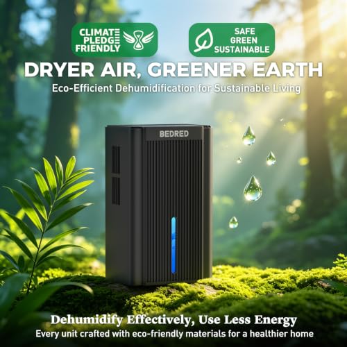 BEDRED 95OZ Black Dehumidifier for Home & Bedroom, Quiet Auto Shutoff & 7-Color Ambient Light