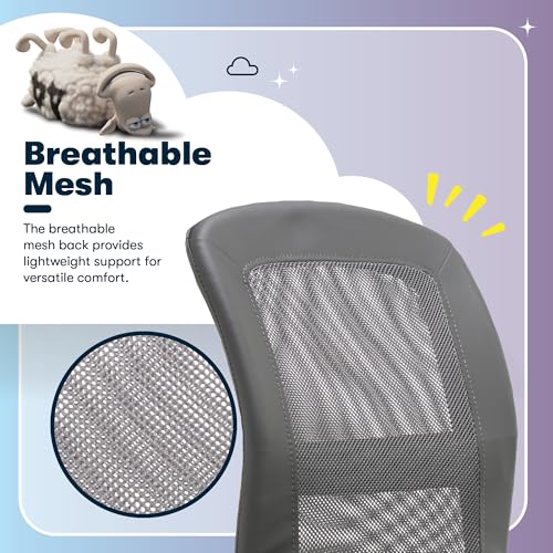 Grey Serta Armless Small Home Desk Chair with Wheels, Mesh Back Ergonomic