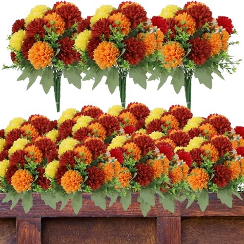 Artificial Chrysanthemum Flowers 12 Bunches Fall Floral Decor for Indoor Outdoor