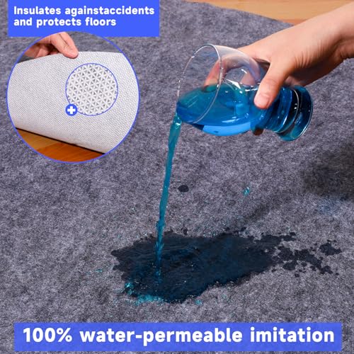 8 Ft Round Non-Slip Rug Pad Waterproof Felt Rug Protector for All Floors