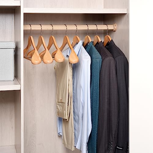 Natural Wide Shoulder Wooden Suit Hangers - Set of 6 | Amber Home
