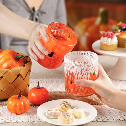Halloween Icon Glass Cups Set - Ghost Pumpkin Bat Cat - 4 Pcs Variation