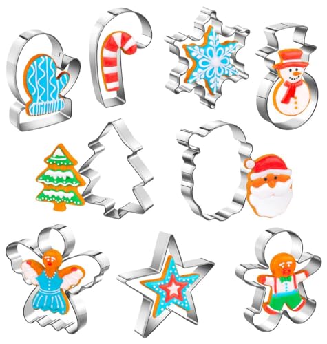 9-Piece Christmas Cookie Cutter Set Stainless Steel Holiday Baking Shapes