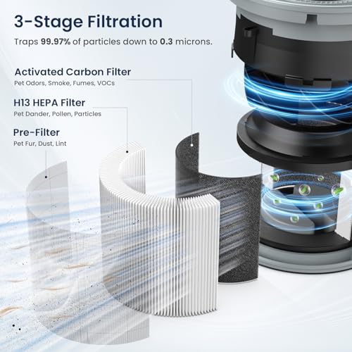 LUNINO 1 Pack HEPA Air Purifier for Large Rooms up to 1200ft² with Fragrance & Sleep Mode
