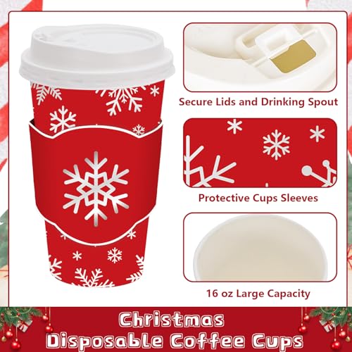 JarThenaAMCS 48 Set Christmas Snowflake Disposable Coffee Cups with