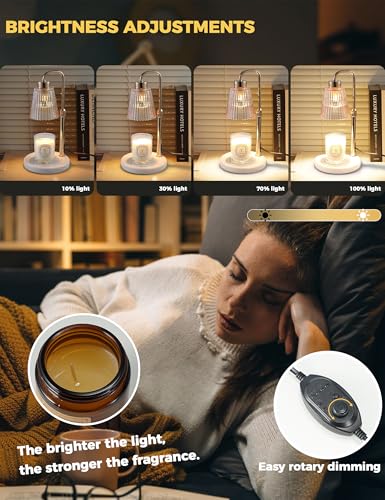 Marble Candle Warmer Lamp White with Cycle Timer - Dimmable Wax Melter