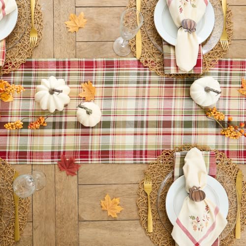 DII Fall & Thanksgiving 13x72 Inch Cotton Table Runner - Rustic Plaid Home Decor