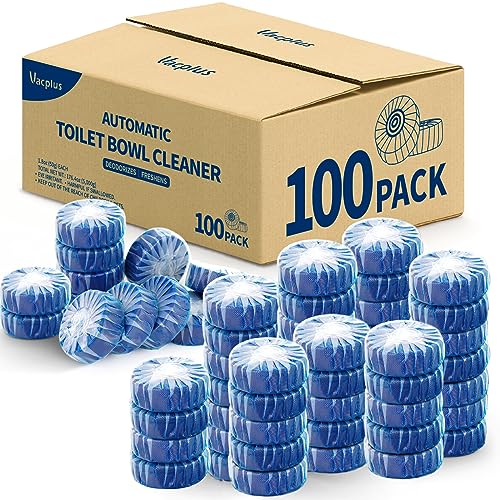 Vacplus Fragrance-Free Toilet Bowl Cleaner Tablets 100 Pack - Long-Lasting Bathroom Maintenance