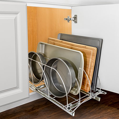 LYNK PROFESSIONAL Pull Out Cookie Sheet Organizer 10”x21” Chrome Cabinet Storage