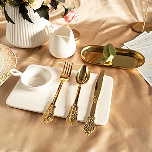N9R Gold Plastic Silverware Set 300 Pieces - Vintage Disposable Utensils & Cutlery