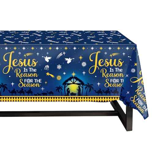 Fancy Land Nativity Tablecloths 3 Pack Christmas Tablecloths 54 x 108 Disposable Table Cover Disposable Tablecloths Religious Christmas Party Decoration
