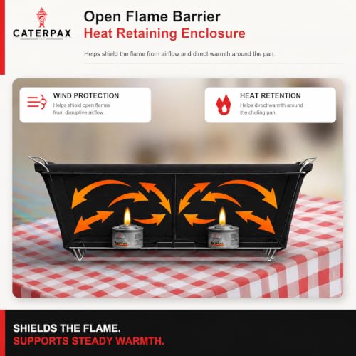 Caterpax Black Chafing Dish Wind Guard Pack of 6 - Slip-On, Machine Washable Buffet Cover