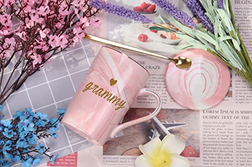 WENSSY Pink Grandma Coffee Mug 14oz Gift for Grammy from Grandchildren with Box & Spoon