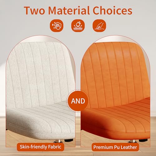 White Wheels Criss Cross Office Chair 26" Wide Armless Fabric Swivel Vanity Chair