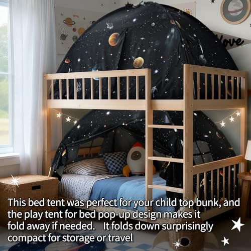 Large Galaxy Toddler Bed Canopy Tent for Full Mattress – Kids Indoor Privacy Sleep Tent