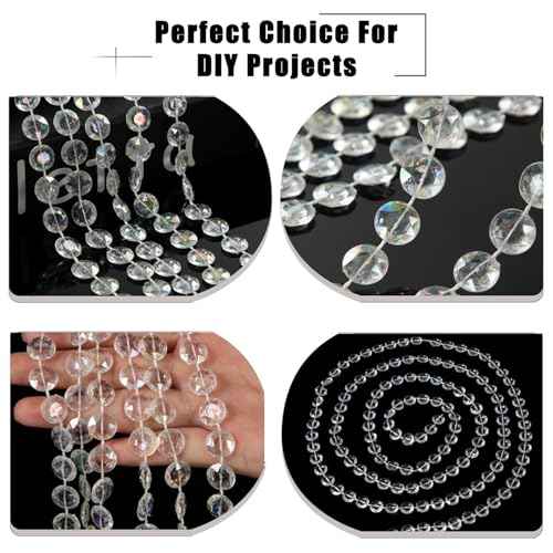 99ft Clear Bead Garland, Clear Acrylic Crystal Strand Roll for Christmas Tree, Hanging Ornaments, Holiday Home D?cor, DIY Crafts and Curtain Decorations