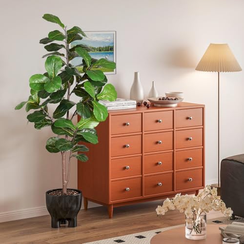 LUWENER 6ft Green Large Artificial Fiddle Leaf Fig Tree in Pot for Indoor & Outdoor Decor